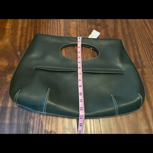 Pollini Italian dark green large leather clutch - Picture 5 of 7